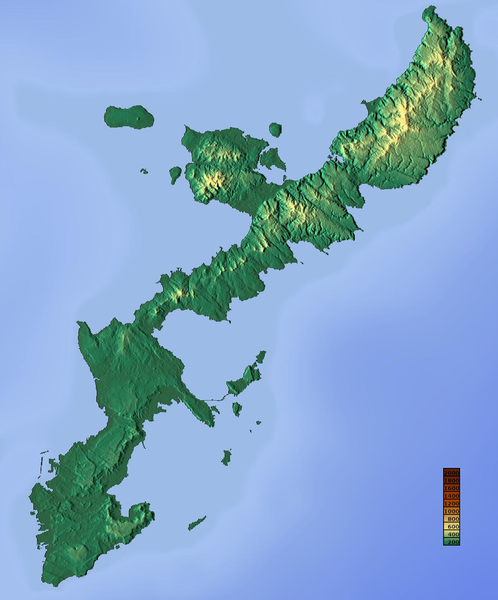 파일:Topographic map of Okinawa Island.png