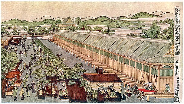 Perspective Pictures of Places in Japan: Sanjūsangen-dō in Kyoto Toyoharu, c. 1772–1781