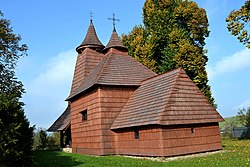 Wooden church in village