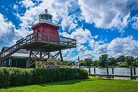 Two Rivers Lighthouse located at Rogers Street Fishing Village and Museum.