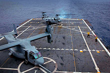 Helipads on the flight deck of USS San Antonio