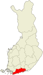 Uusimaa on a map of Finland