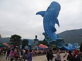 Het uitzicht van het bekende Whale Shark Aquarium in Chimelong Ocean Kingdom.