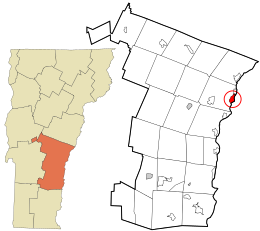 Расположение в округе Виндзор и штате Вермонт.