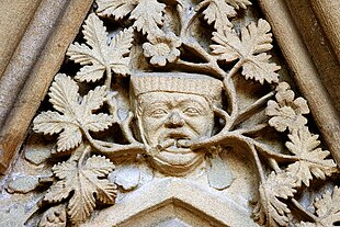 'Green Man' amidst the 'Leaves of Southwell' 'Green man' in Southwell Minster's Chapter House.jpg