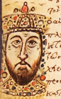 Portrait de Michel V, figurant dans le mutinensis gr. 122, manuscrit grec composé au XVe siècle. Les traits de son visage sont proches de ceux figurant sur les pièces de son règne.