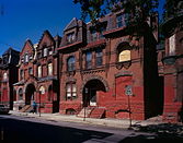 1500-block N. 17th St. (west side), Philadelphia, PA (1886). 29 rowhouses for Peter A. B. Widener and William L. Elkins