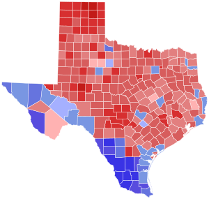 2002 United States Senate election in Texas results map by county.svg