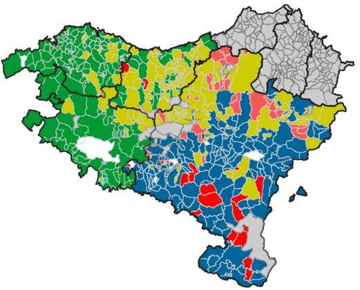 2019ko Foru Hauteskundeen emaitzan Hego Euskal Herrian udalerriz-udalerri.