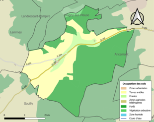 Carte en couleurs présentant l'occupation des sols.