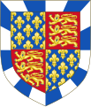 Beaufort arms (ancient): Royal arms of King Edward III within a bordure compony argent and azure