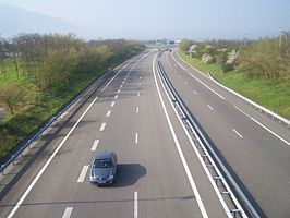 De A49 in de richting van Valence