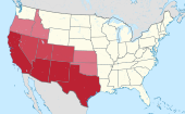 Territories considered for "Aztlan" Aztlan in United States (US48).svg