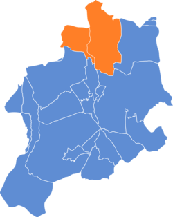 Location of Komorowice within Bielsko-Biała