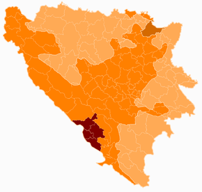 Harta cantonului Herțegovina de Vest în cadrul statului Bosnia și Herțegovina