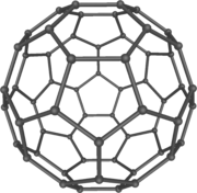 Buckminsterfullerene C60, also known as the buckyball, is the simplest of the carbon structures known as fullerenes. Members of the fullerene family are a major subject of research falling under the nanotechnology umbrella.
