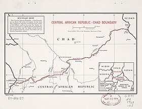 Carte de la frontière entre le Tchad et la République centrafricaine en 1968.