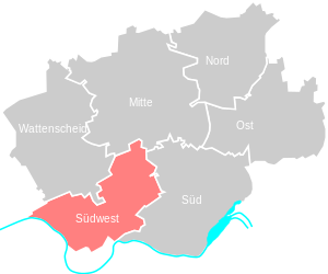 Lage des Bezirks Bochum-Südwest