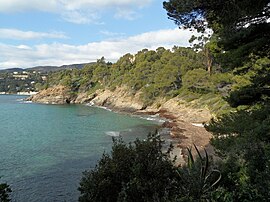 A view from the coastal path of the Domaine Rayol