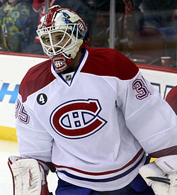 Tokarski Montreal Canadiensin peliasussa vuonna 2015.