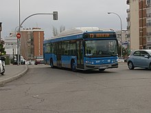 A typical transit bus in Madrid, Spain. EMT Madrid 8201.jpg