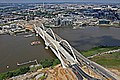 The old and new bridge next to each other in August 2021