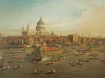 Cattedrale di San Paolo e "chiese della città" in un dipinto del Canaletto (1747)