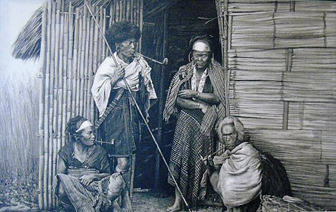 Group of Mishmi people photographed by Benjamin Simpson in 1860