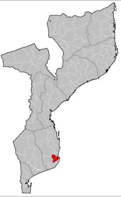 Homoine District on the map of Mozambique