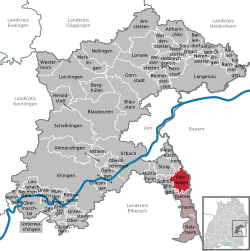 Elhelyezkedése Baden-Württemberg térképén