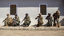 Indonesian and US forces participating in a platoon exchange program in 2019 Indonesia US joint training (48527577797).jpg