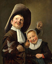 Chłopiec i dziewczynka z kotem i węgorzem (1635)