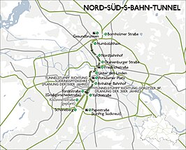 Noord-zuidtunnel op de kaart