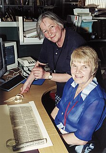 Frances Wood (standing) with Ksenia Kepping (seated)