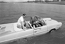 President Lyndon B. Johnson driving an Amphicar, 1965 LBJAmphicar.jpg