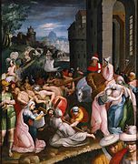 Pintura: La ascensión al Calvario, pintura sobre tela de Toussaint Dubreuil que representa la escena de la Crucifixión.