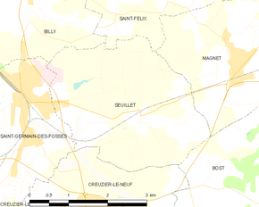 Poziția localității Seuillet