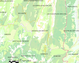 Mapa obce Vassieux-en-Vercors