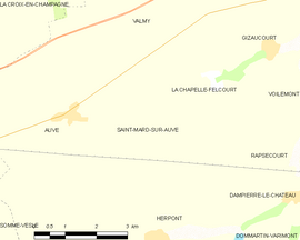Mapa obce Saint-Mard-sur-Auve