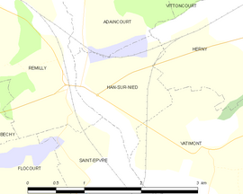 Mapa obce Han-sur-Nied