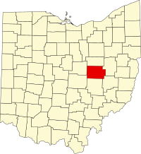 Map of Ohajo highlighting Coshocton County