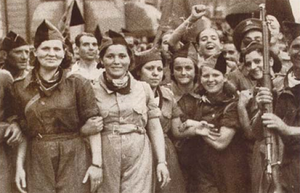Anarchist militia women during the Spanish Social Revolution of 1936. Milicianas CNT-FAI.png