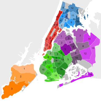 Map of community districts in the City of New York New York City community districts.svg