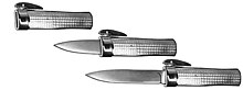 An OTF knife, showing the sliding blade being extended from the handle OTF knife GM08.jpg