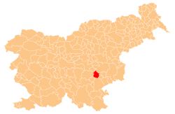 Localização do município de Mokronog-Trebelno na Eslovênia