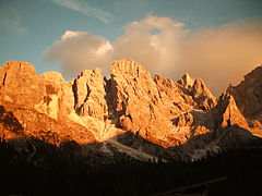 Le Pale di San Martino dans l'est du Trentin, inclus dans le parc naturel de Paneveggio-Pale di San Martino.