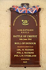 Monument aux soldats des 1er et 4e bataillons du King's Own Yorkshire Light Infantry de la 146e brigade de la 49e division d'infanterie