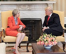 British Prime Minister Theresa May and US President Donald Trump at the White House on January 27, 2017 President Donald J. Trump shares a moment with United Kingdom Prime Minister Theresa May (cropped).jpg