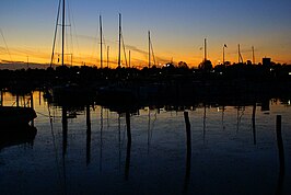 Haven van Rødvig bij zonsondergang