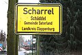 Deutsch-saterfriesische Ortstafel in Scharrel, Gemeinde Saterland